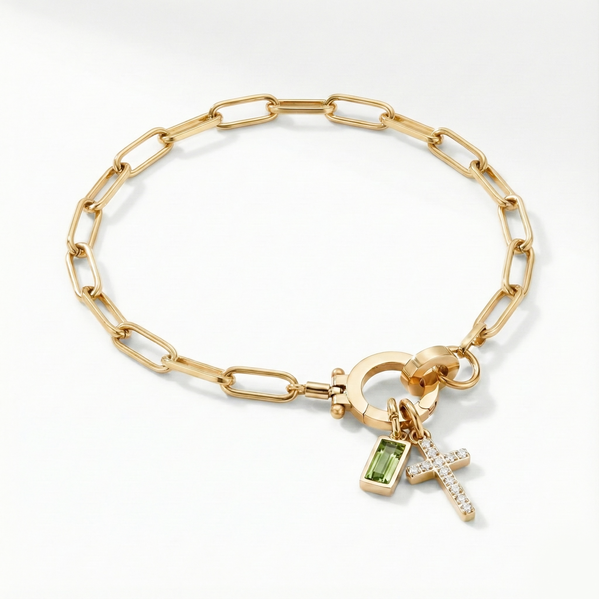 AX Büroklammer-Geburtsstein-Kreuzanhänger-Armband