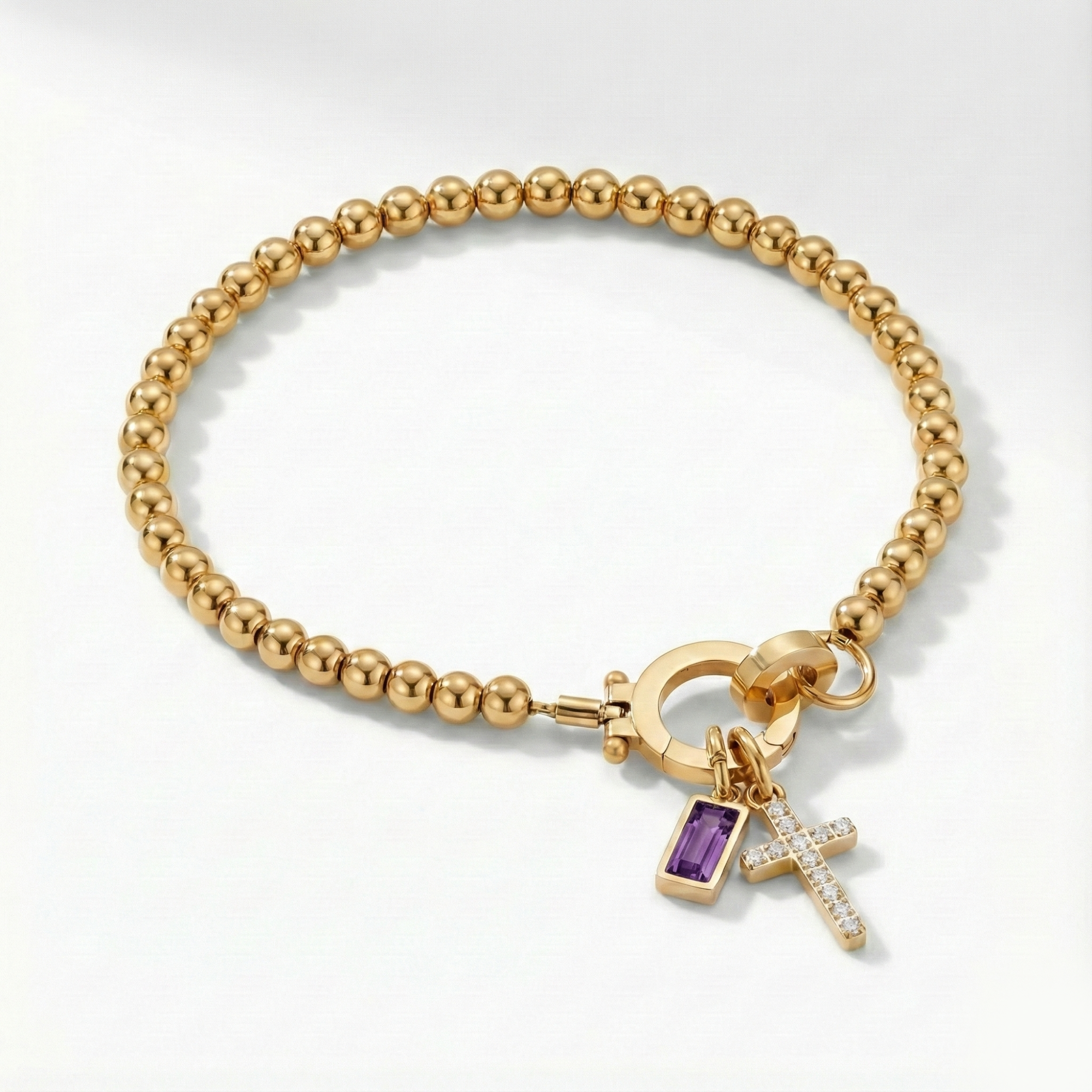 AX Perlen-Geburtsstein-Kreuzanhänger-Armband