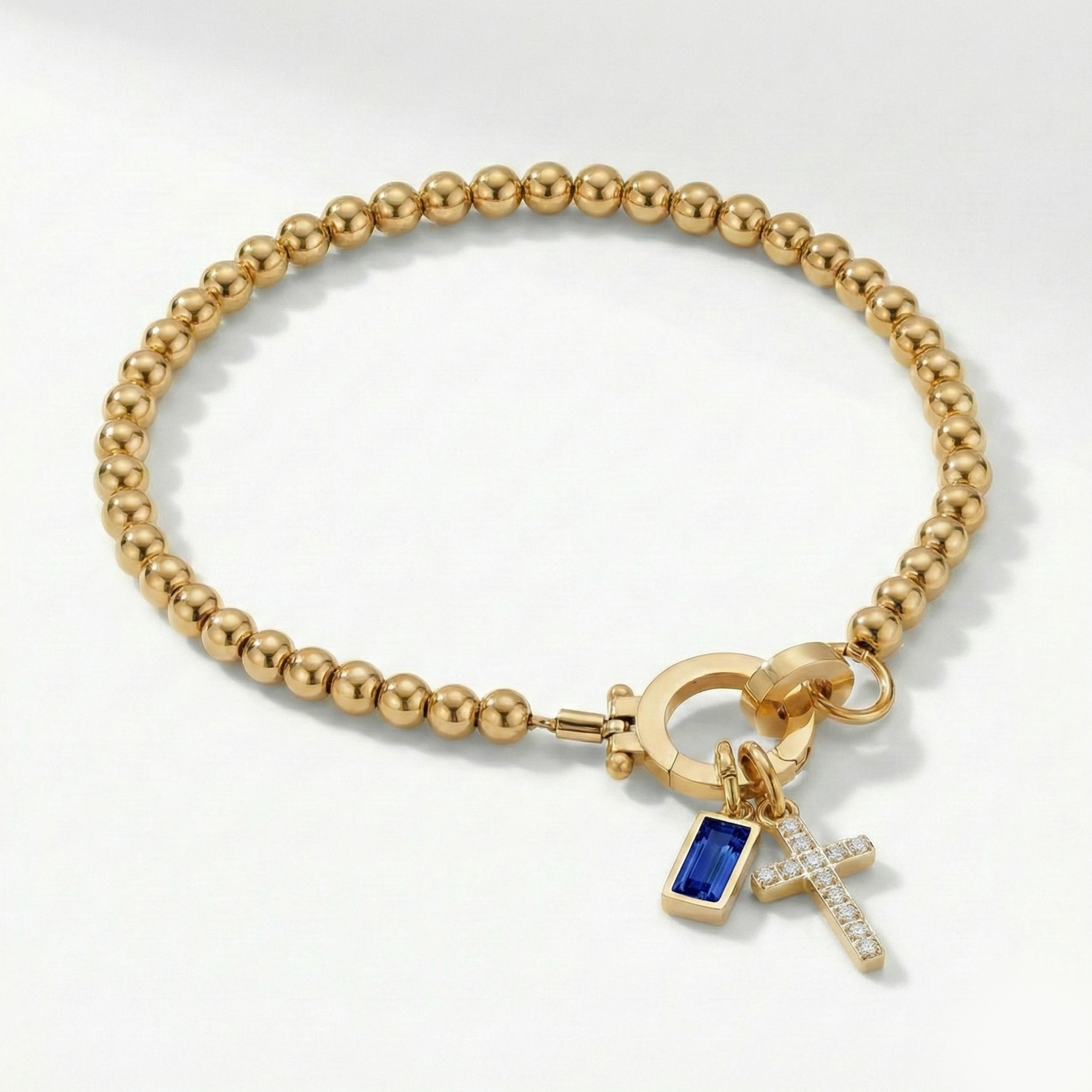 AX Perlen-Geburtsstein-Kreuzanhänger-Armband