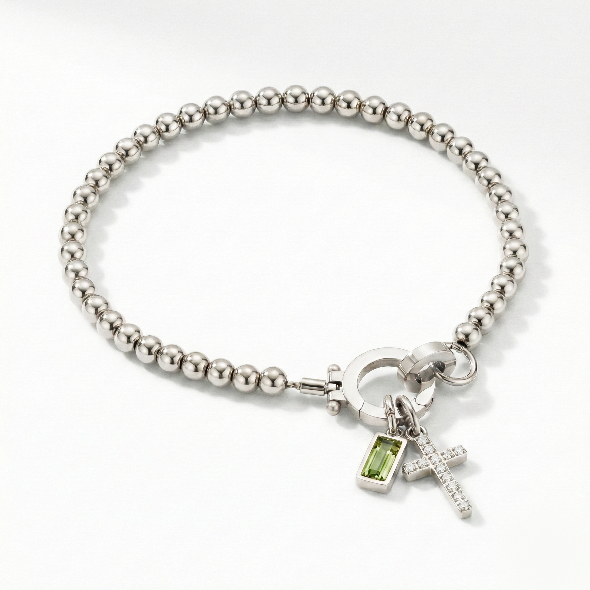 AX Perlen-Geburtsstein-Kreuzanhänger-Armband