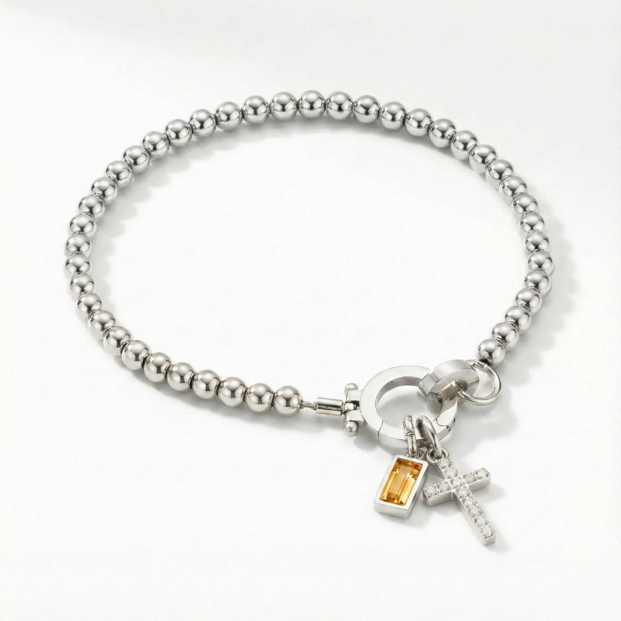 AX Perlen-Geburtsstein-Kreuzanhänger-Armband